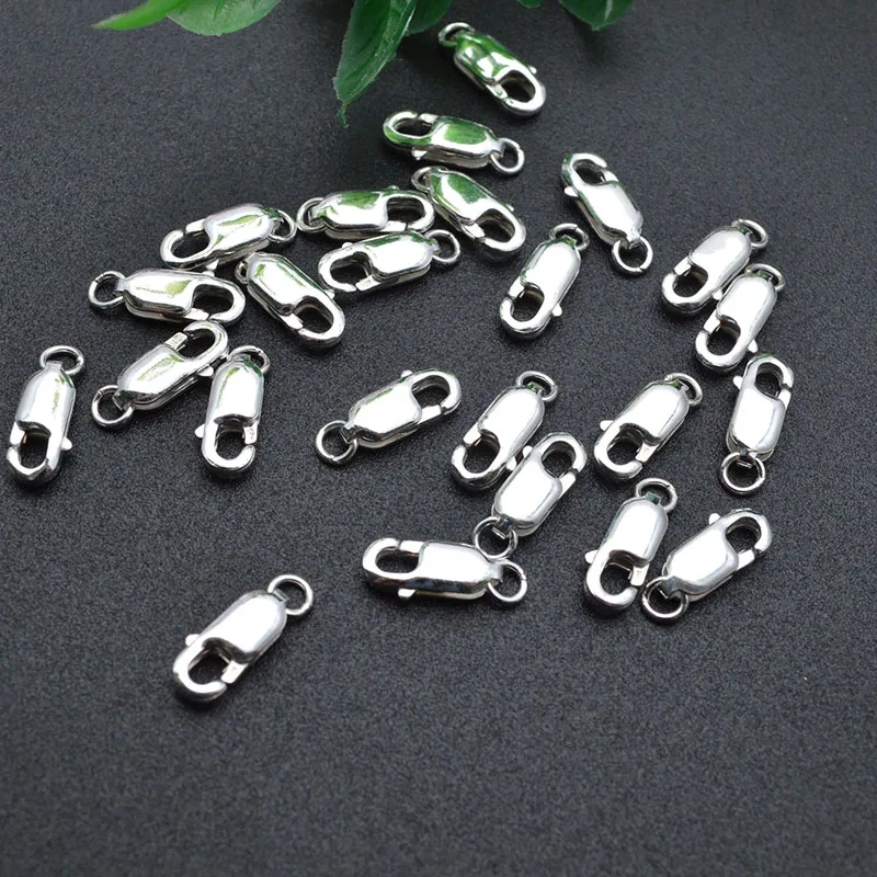 Wholesale Real Pure 925 Sterling Silver 12mm Spring Rings Lobster Clasps Jump Rings Fit Jewelry Necklace Bracelet Connectors