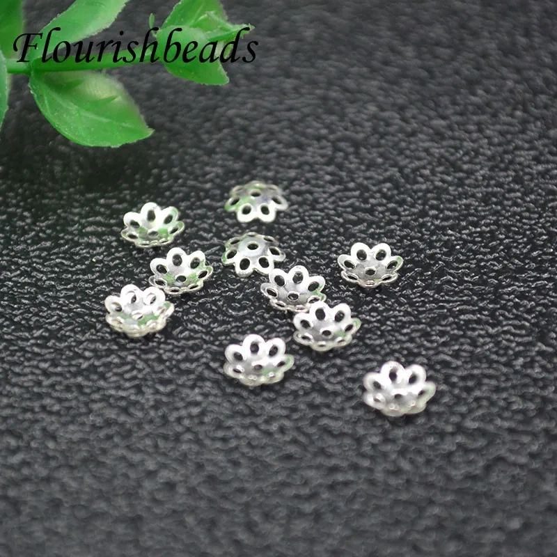 100pcs/lot 6mm 925 Sterling Silver Flower Bead Loose Spacer Beads Caps End Beads Cap for DIY Jewelry Finding Making Accessories