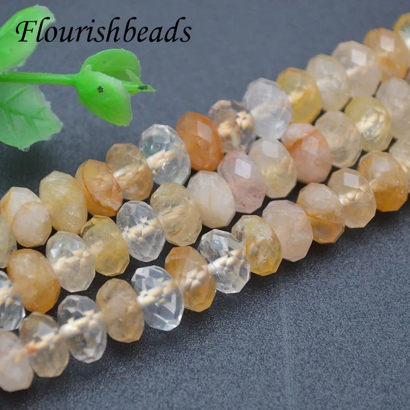 5x8mm Natural Faced Citrine Lepidolite Grey Sunstone Rutilated Roudelle Loose Beads for Jewelry DIY Bracelet Necklace
