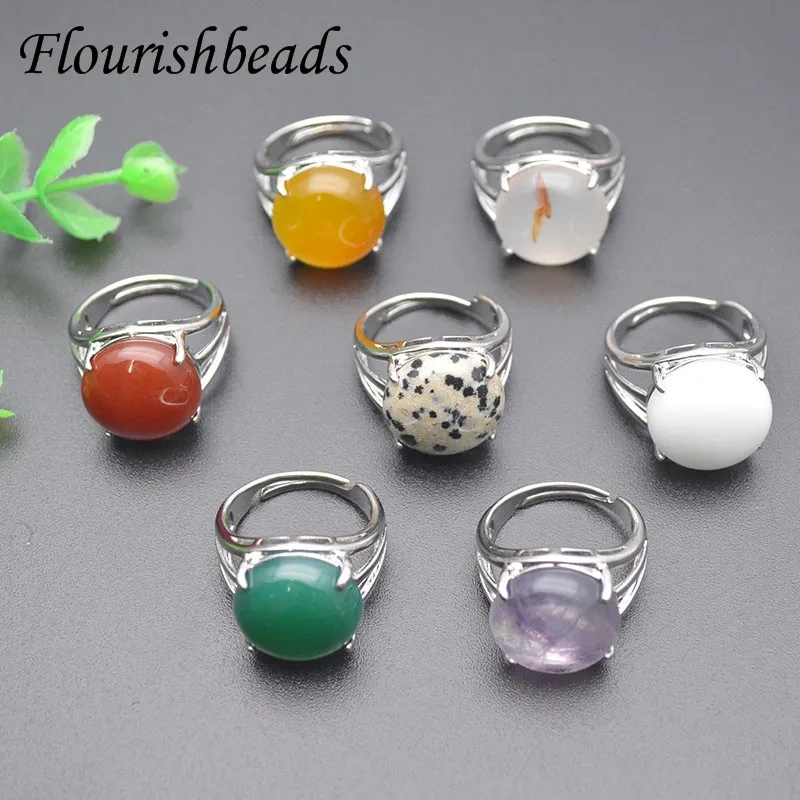 10pcs/lot Fashion Jewelry Gift Rainbow Stone Ring for Women Men Mixed Charm Bohemia Natural Adjustable Finger Rings Wholesale