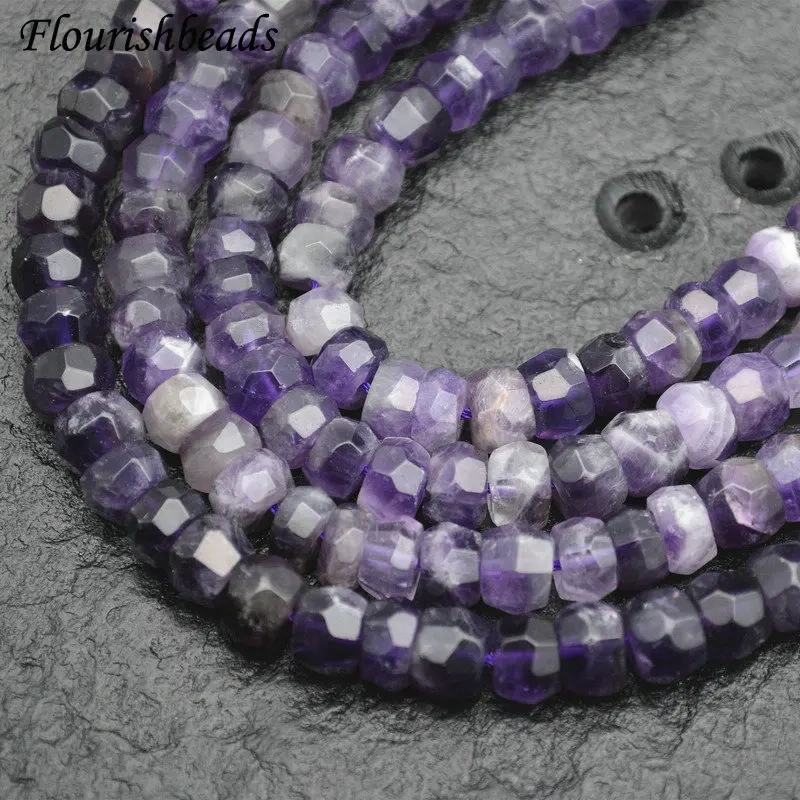 6x8mm Faceted Rondelle Shape Natural Stone Beads Fine Jewelry Making Earrings Necklace Fluorite Amethyst Stone Loose Beads