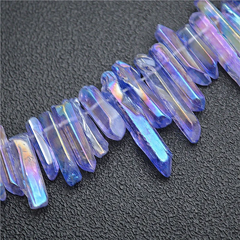DIY Jewelry Making Supply Mix Bright Color Natural Crystal Quartz Stone Point Rough Stone Loose Beads Mineral 5 Strands Per Lot
