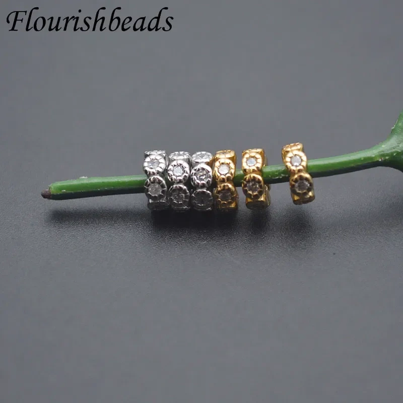 20pcs/lot 2x4 / 2x6mm 925 Sterling Paved Zircon Bead Cap Flower Spacer Beads for DIY Fine Jewelry Making Findings