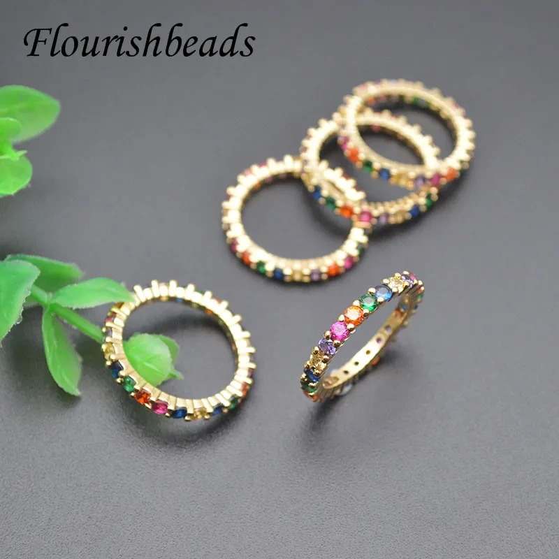 Colorful CZ Beads Paved Round Metal Ring 7~8cm Diameter for Women Girl Wedding Jewelry