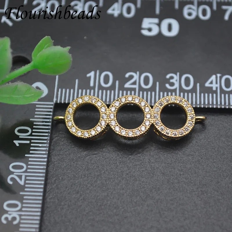 High Quality Copper Gold Plated Three Rings Circle Connector Handmade DIY Bracelet  Jewelry Accessories 20pcs