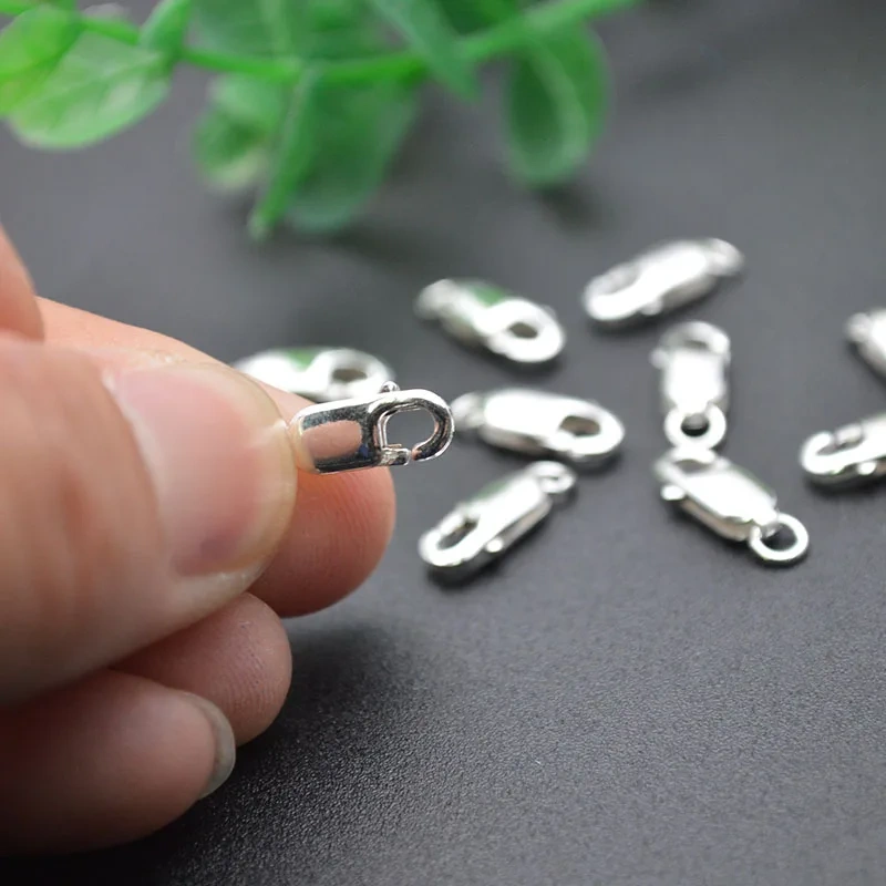 Wholesale Real Pure 925 Sterling Silver 12mm Spring Rings Lobster Clasps Jump Rings Fit Jewelry Necklace Bracelet Connectors