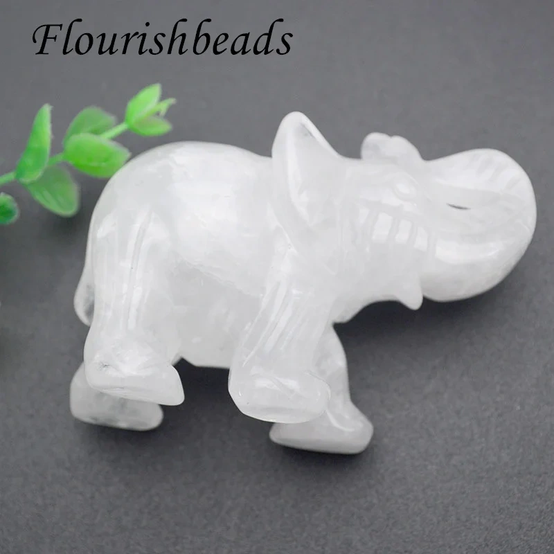 1pc Natural Gemstone Crystal Rose Quartz Carved Elephant  Small Home Decor Crafts Small Christmas Present 5 inches