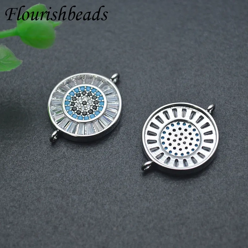 17x22mm Jewelry Findings Round Disc Zirconia Connector Crystal Clasp for DIY Fashion Bracelet Parts 10pcs/lot