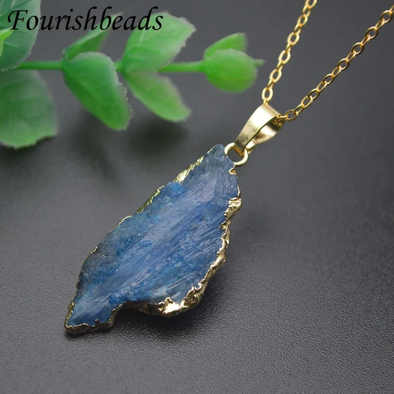 1pc Healing Natural Kyanite Rough Stone Irregular Pendant Necklace Blue Quartz Crystal Jewelry Gift