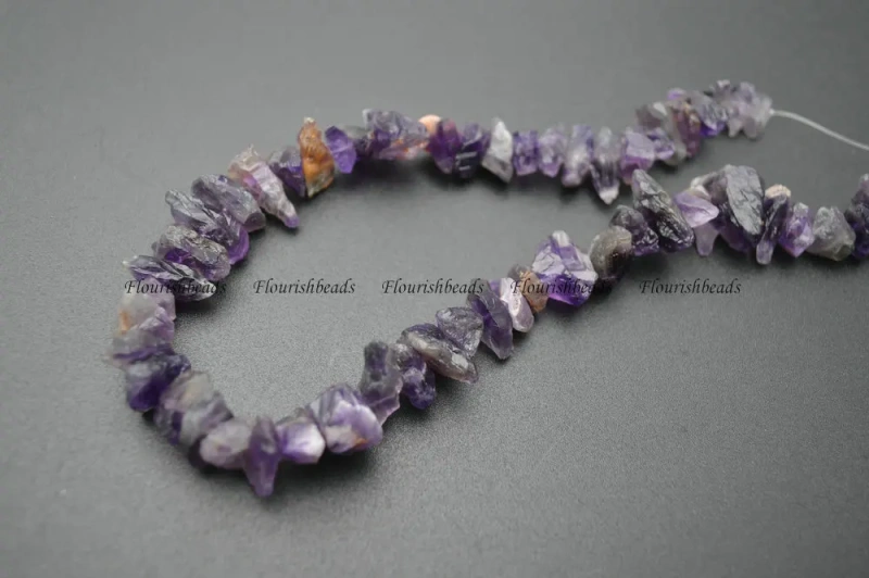 Natural Amethyst Stone Rough Slice Irregular Shape Stone Loose Beads