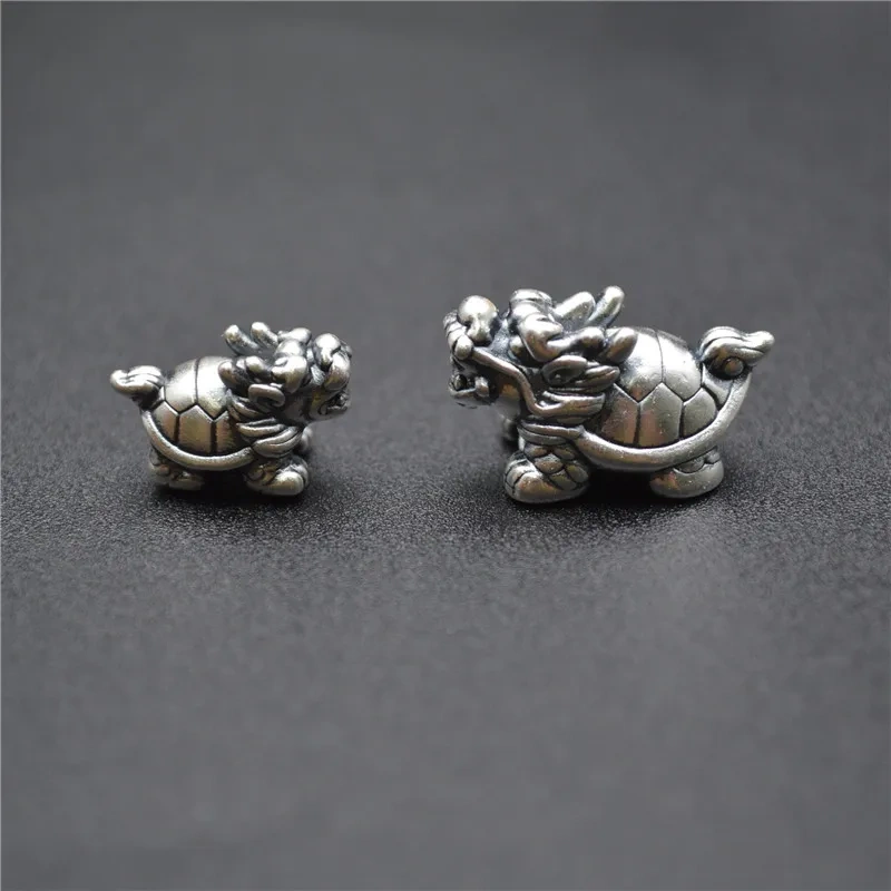 Vintage S999 Anti Silvery Mini Chinese Pixiu Beads Charms Fits Bracelet Necklace Making Small 9x15mm / Big 12x21mm