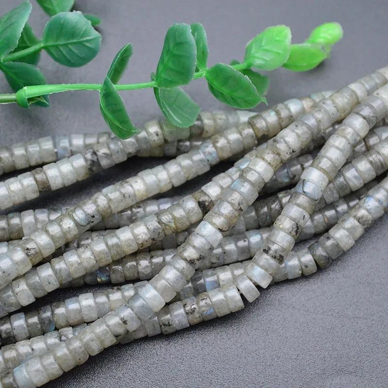 4mm 6mm Natural Labradorite Gemstone Small Flat Round Disc Spacer Heshi Beads For Jewelry Necklace Bracelet Making