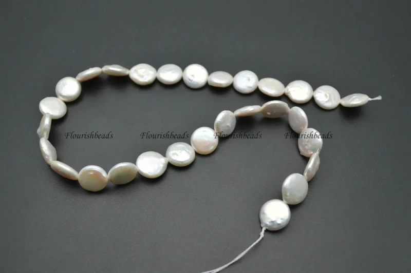 Good Quality Natural Irregular White Fresh Water Pearl Coin Loose Beads Flat Round Jewelry Making Supplies