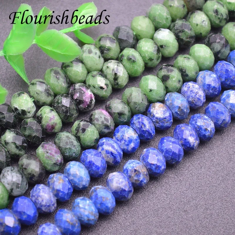 5x8mm Natural Stone  Faced  Ruby Zoisite Lapis Lazuli Loose Stone Beads for Jewelry Making DIY Bracelet Necklace