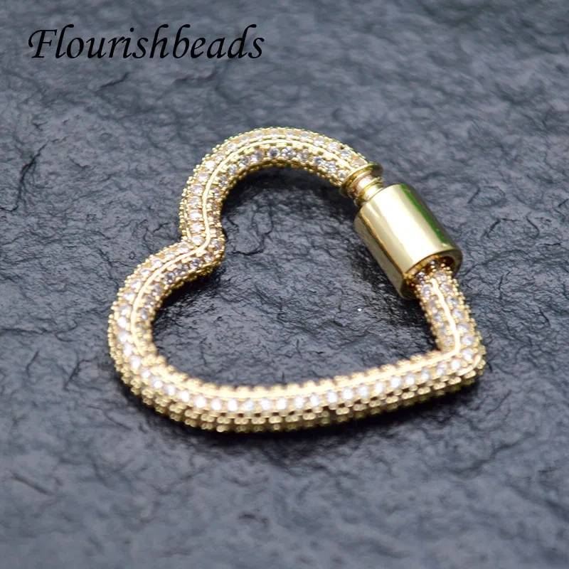 25mm High Quality Gold Color Heart Shape Carabiner Screw Clasp Decoration for Nickel Free Jewelry Findings Supplier 5pcs/lot