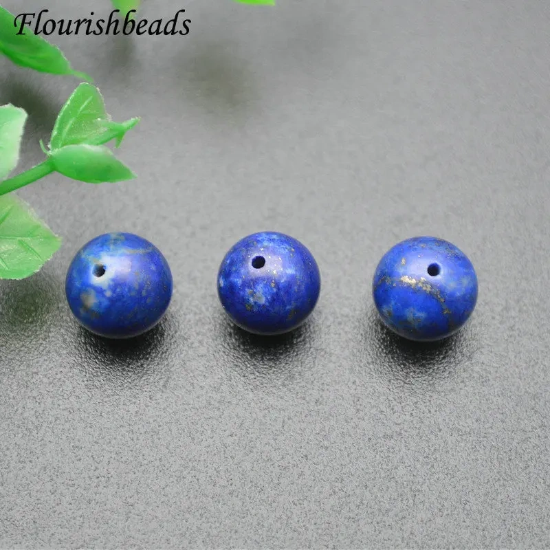 10pcs/lot Natural Lapis Blue Stone Beads Half Hole for Earrings DIY Jewel Making Necklace Bracelet Jewelry Findings Components