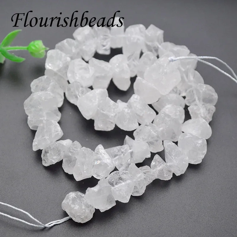 Natural Stone10~15mm Width Holf  In Center Rough Crystal Quartz Beads for DIY Necklace Bracelet Jewelry Findings 5 Strand