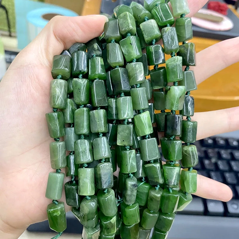 7x10mm 100% Natural Gemstone Green Agate Tube Shape Spacer Beads for Jewelry Making Diy Bracelets Necklace 2 Strands/lot