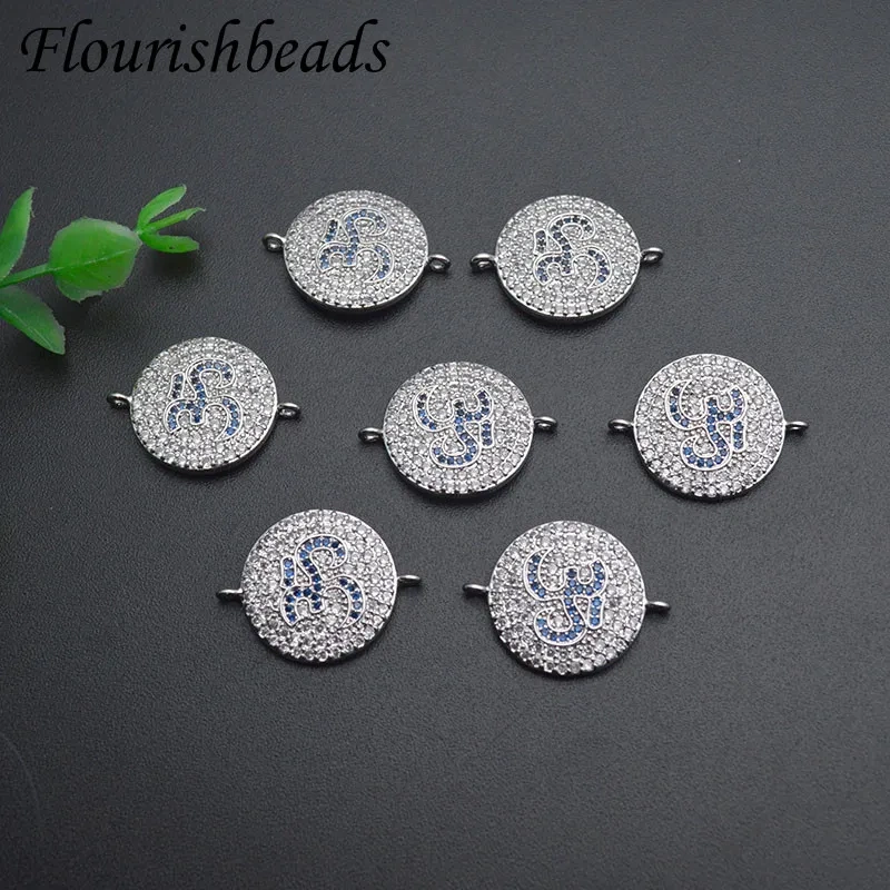 10pcs/lot High Quality Jewelry Findings Paved CZ Beads Round Connector Clasp for DIY Necklace Bracelet