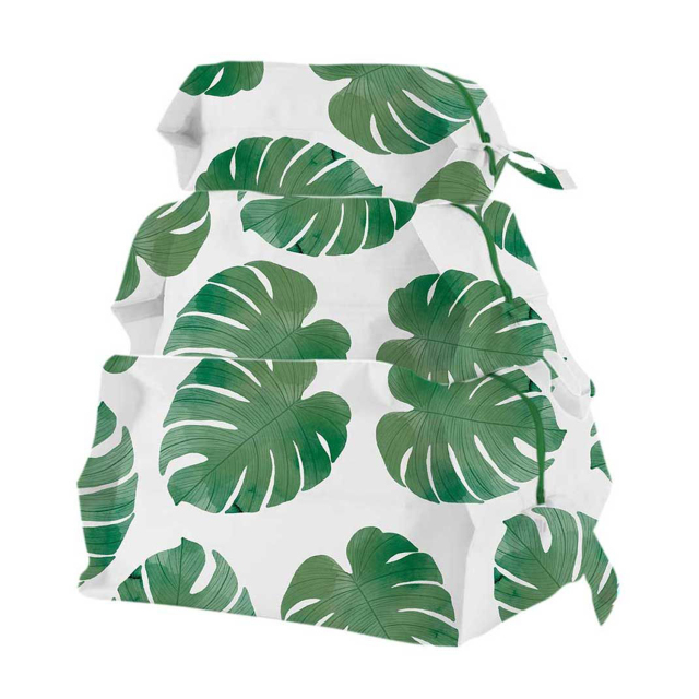 Monstera Green 3D Zip Pouch, Set of 3