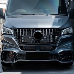 Front Bumper Cover Body Kit Compatible with 2019 2020 2021 2022 2023 2024 Mercedes Benz 3th Gen Sprinter W907 W910 with GT Style Grill