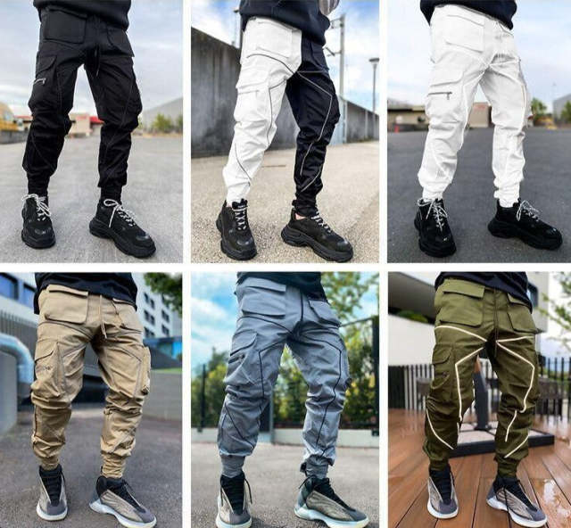 Mens Streetwear Style Pockets Trackpants