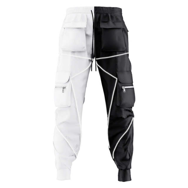 Mens Streetwear Stylish Patchwork Pockets Trackpants