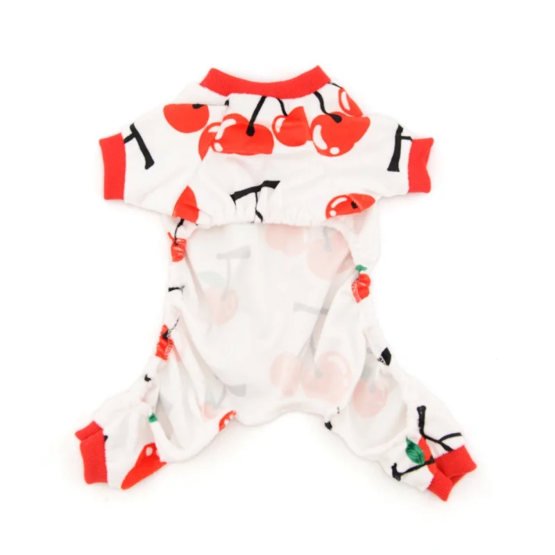 CuteBone Dog Pajamas Cute Cherry Dog Apparel Dog Jumpsuit Pet Clothes Onesie Pajamas P08(M size)