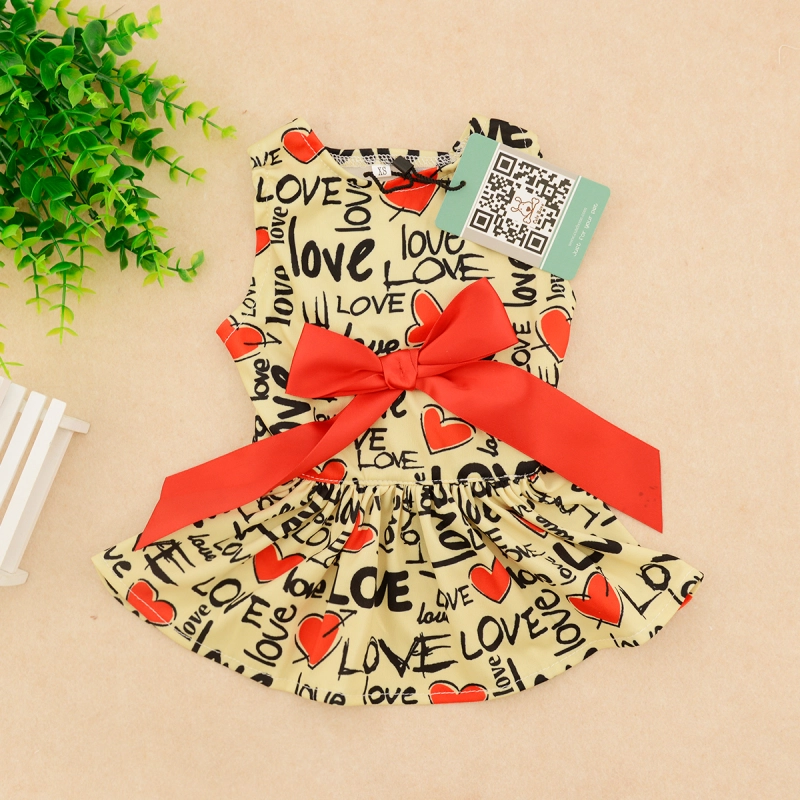 CuteBone Stylish Dog Dress with Elegant Ribbon Doggie Sundress Pet Clothes Dog’s Sweet Dresses Skirt Dog Apparel DR03