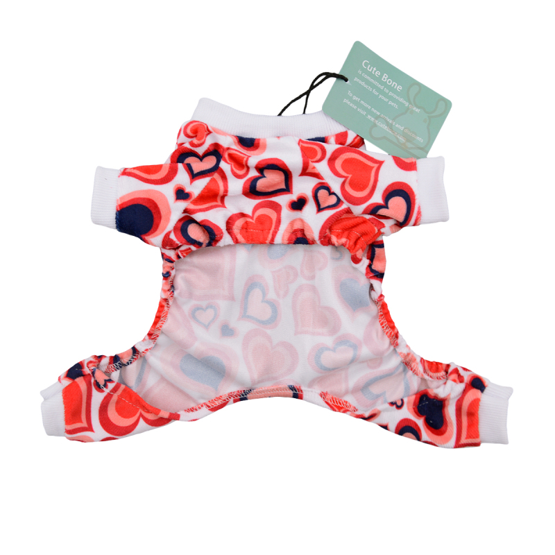 CuteBone Dog Pajama Love Dog Jumpsuit Pet Clothes Onesie Pajamas P14