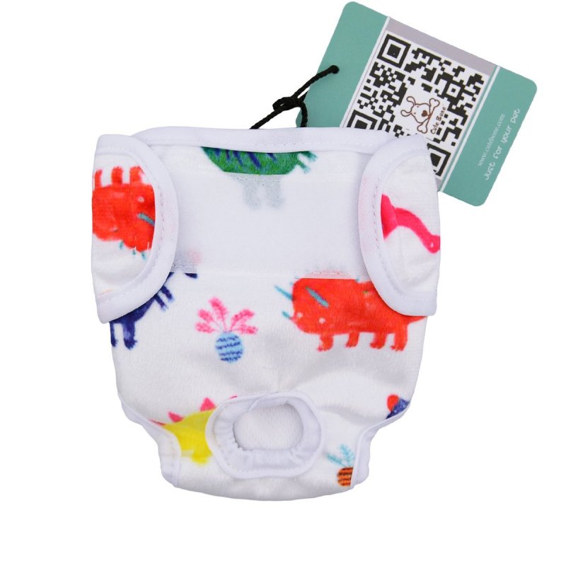 CuteBone Female Washable Dog Diapers (Pack of 2) Dino+Owl Durable Doggie Diapers Pet Pants D08