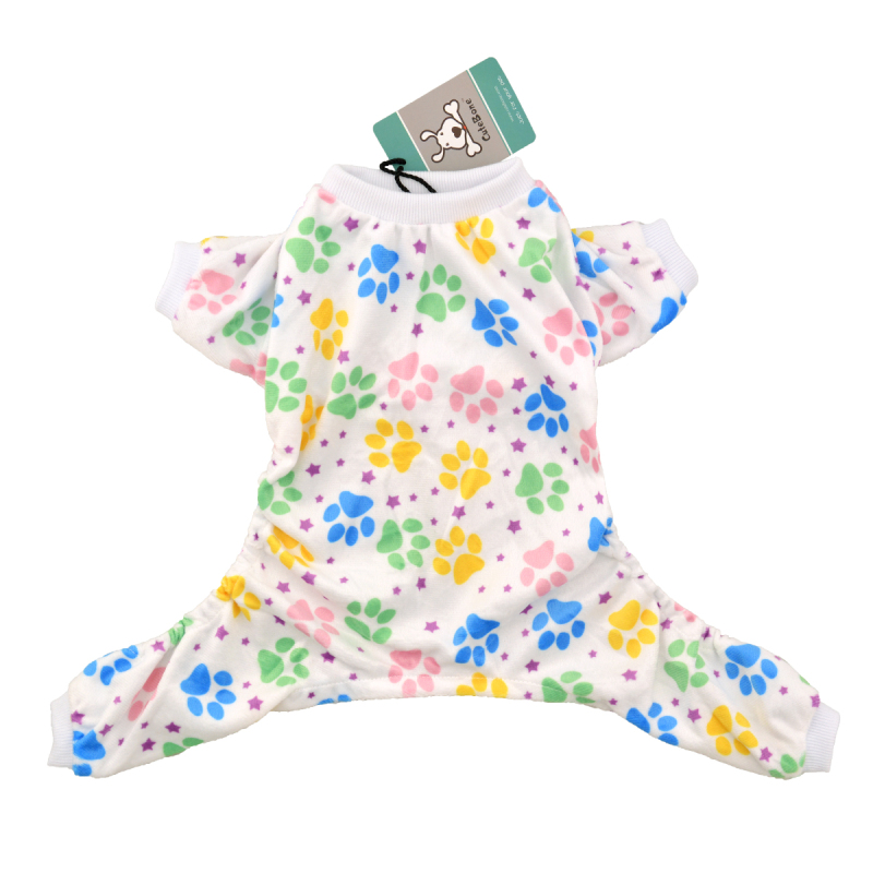 Colorful footprint dog pajamas