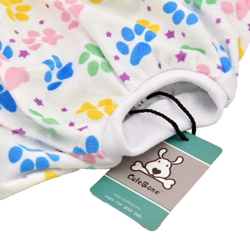 Colorful footprint dog pajamas