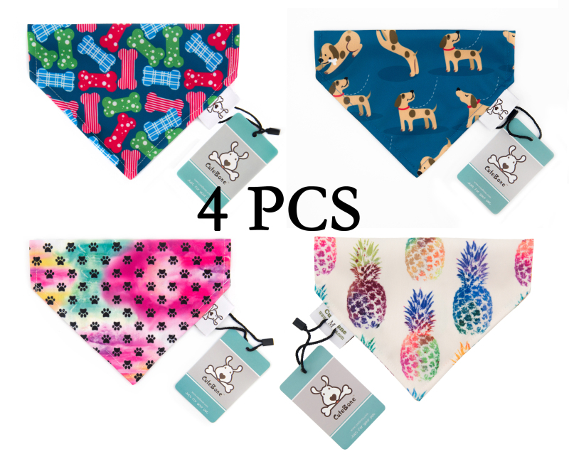 CuteBone 4 Pcs Dog Puppy Bandana Triangle Bibs Scarfs Accessories for Pet Dog Cats