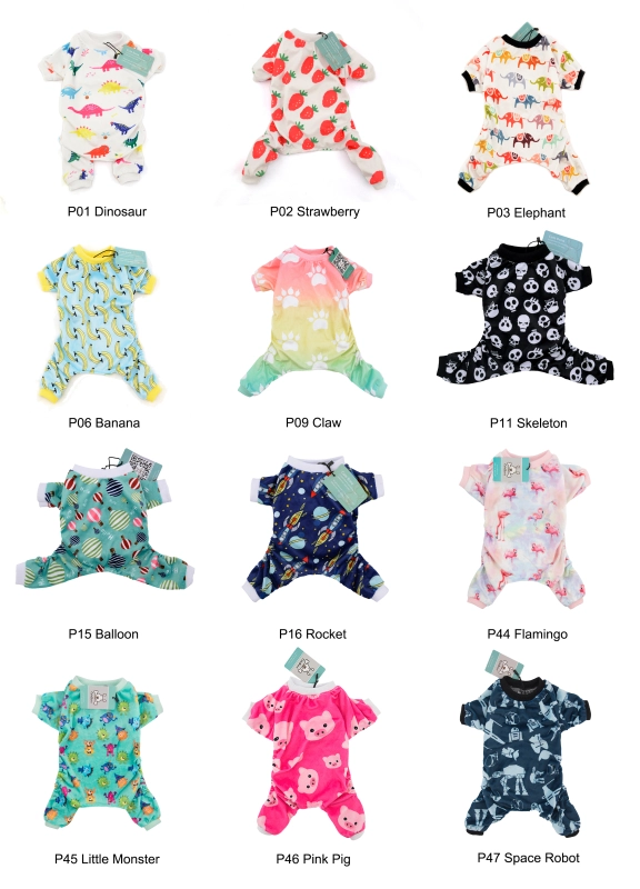 CuteBone Dog Pajamas Cute Print Dog Apparel Dog Jumpsuit Pet Clothes Pajamas