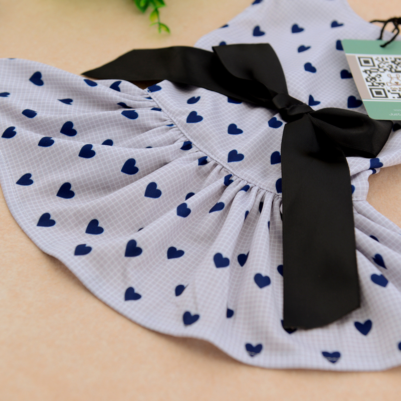 CuteBone Polka dot dress with elegant ribbon for dog baby