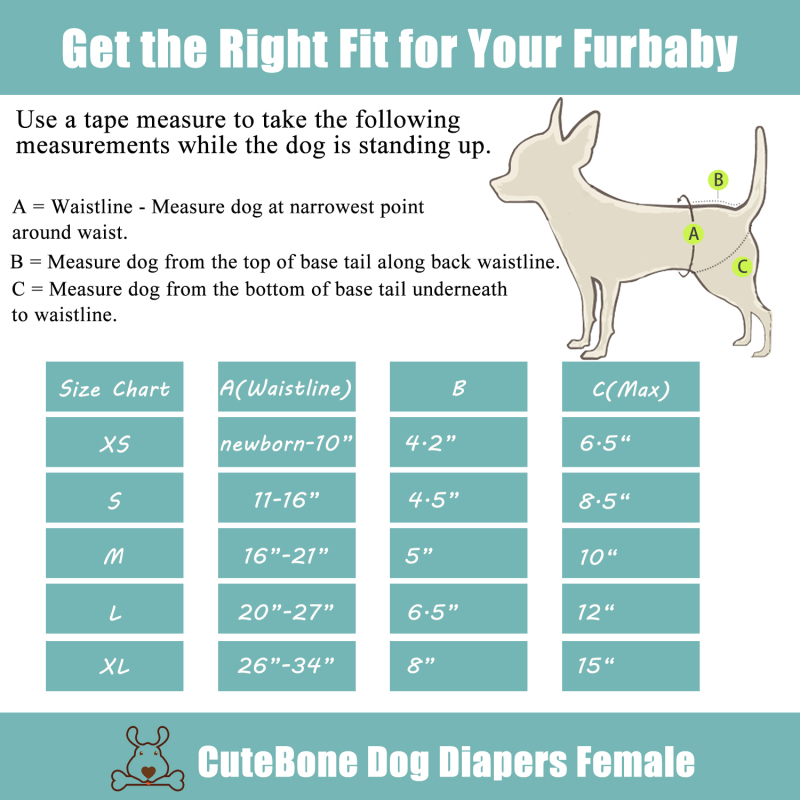 3pcs/pack Footprint Female Dog Diapers
