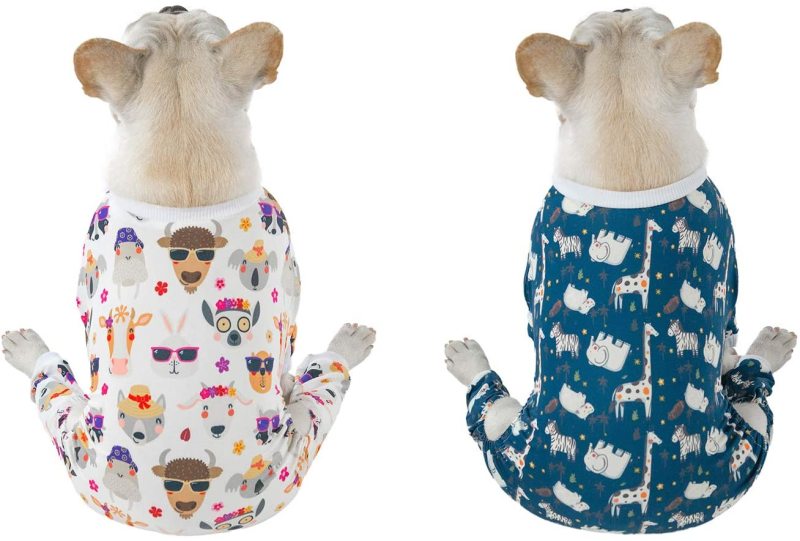 2 pack Cotton and Stretchy Dog Pajamas - Animals