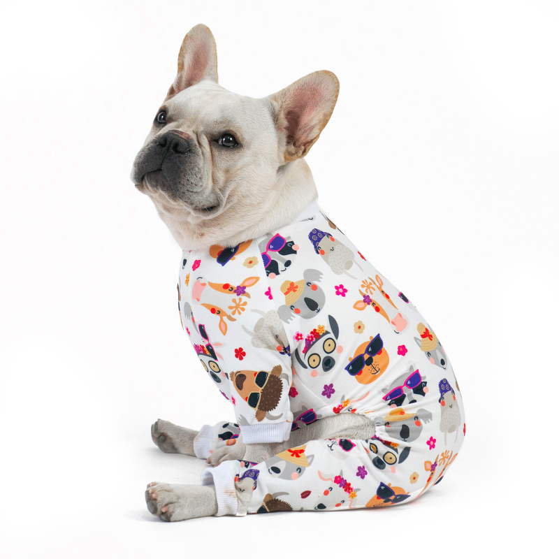 2 pack Cotton and Stretchy Dog Pajamas - Animals