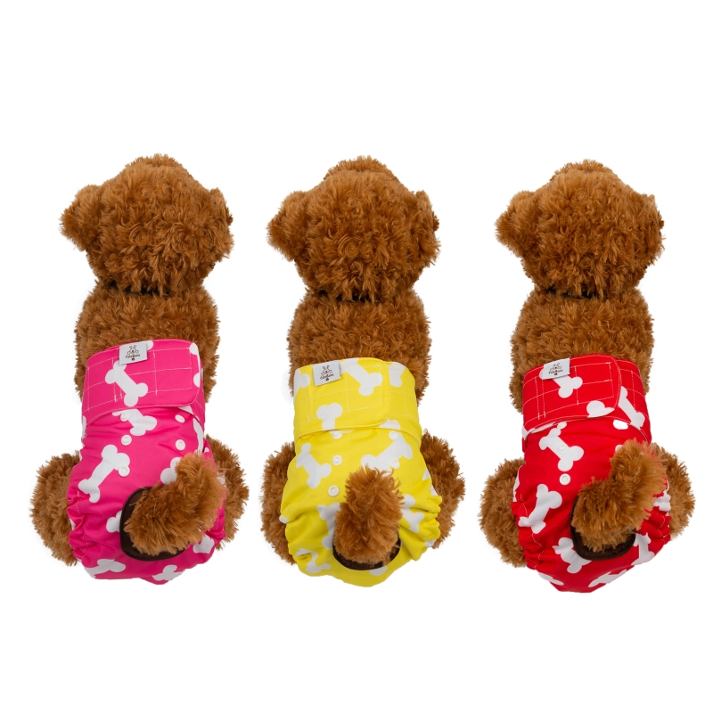 3pcs/pack Bone Print Washable Female Dog Diapers