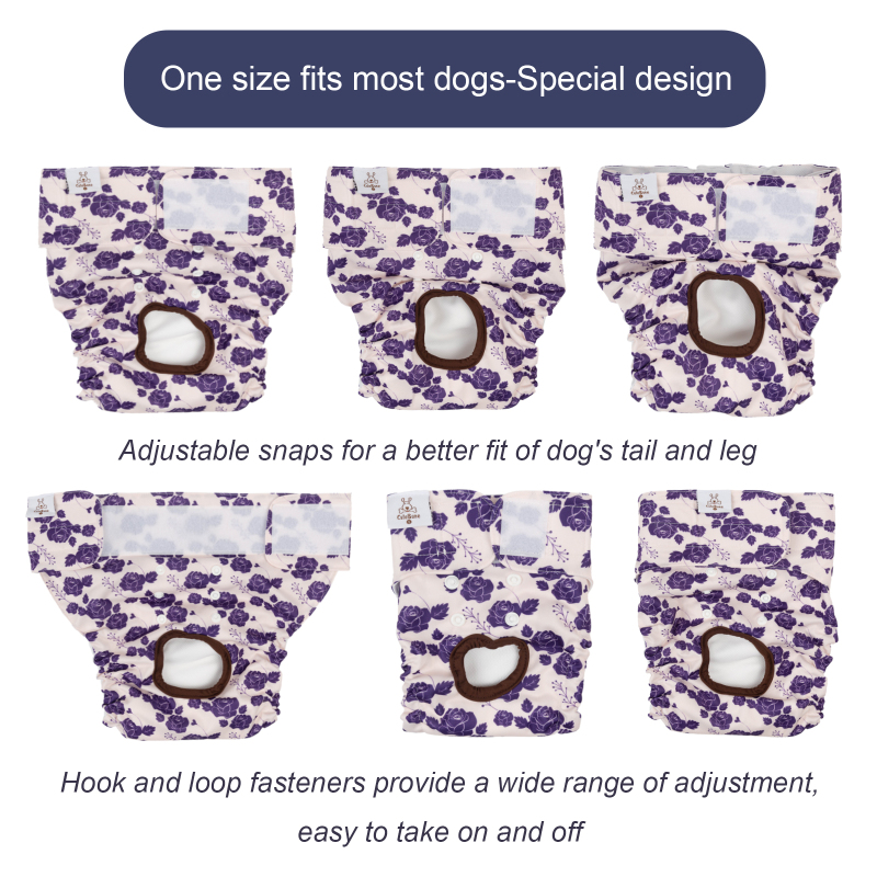 3 Pack Rose Pattern Female Dog Diaper