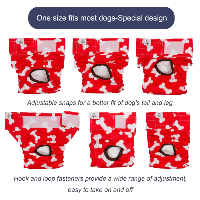 3pcs/pack Bone Print Washable Female Dog Diapers