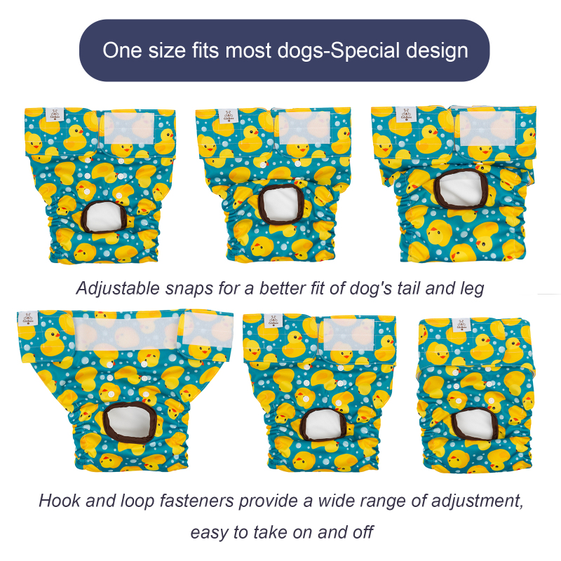 3 Pack Animal Print Reusable Diapers for Female Dog
