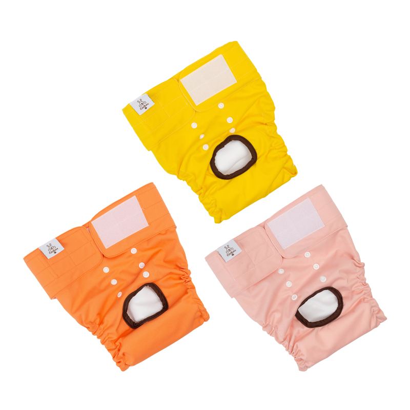 3 Pack Plain Color Female Dog Diapers -Pink&amp;Yellow&amp;Orange