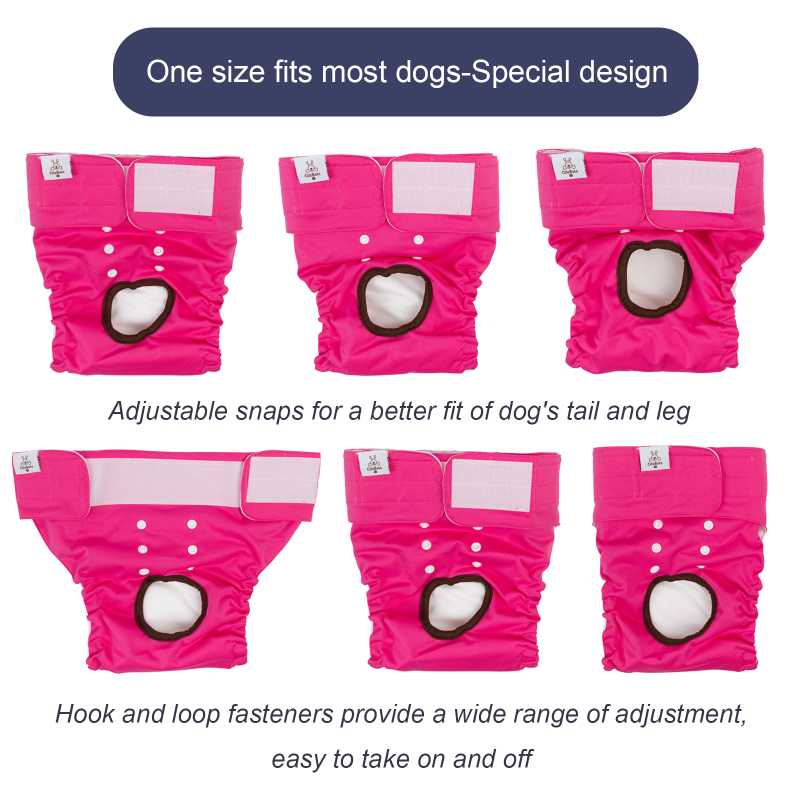 3 Pack Plain Color Female Dog Diapers - Red&amp;Purple&amp;Rose red