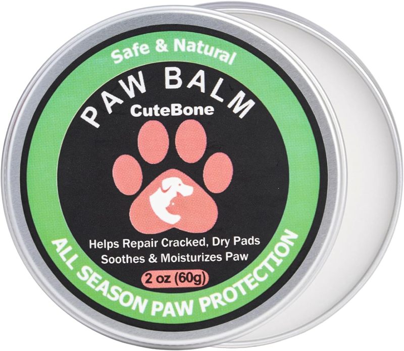 CuteBone Dog Paw Balm 2 oz (60g) Soother 100% Organic &amp; Natural Puppy Moisturizer Nose Cream Butter Lick Safe for Dogs&amp;Cats Foot Pad Heals, Repairs &amp; 