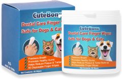 CuteBone Pet Dental Finger Wipes - 50 Count, Easy Oral Care for Cats & Dogs, Disposable, Stress-Free