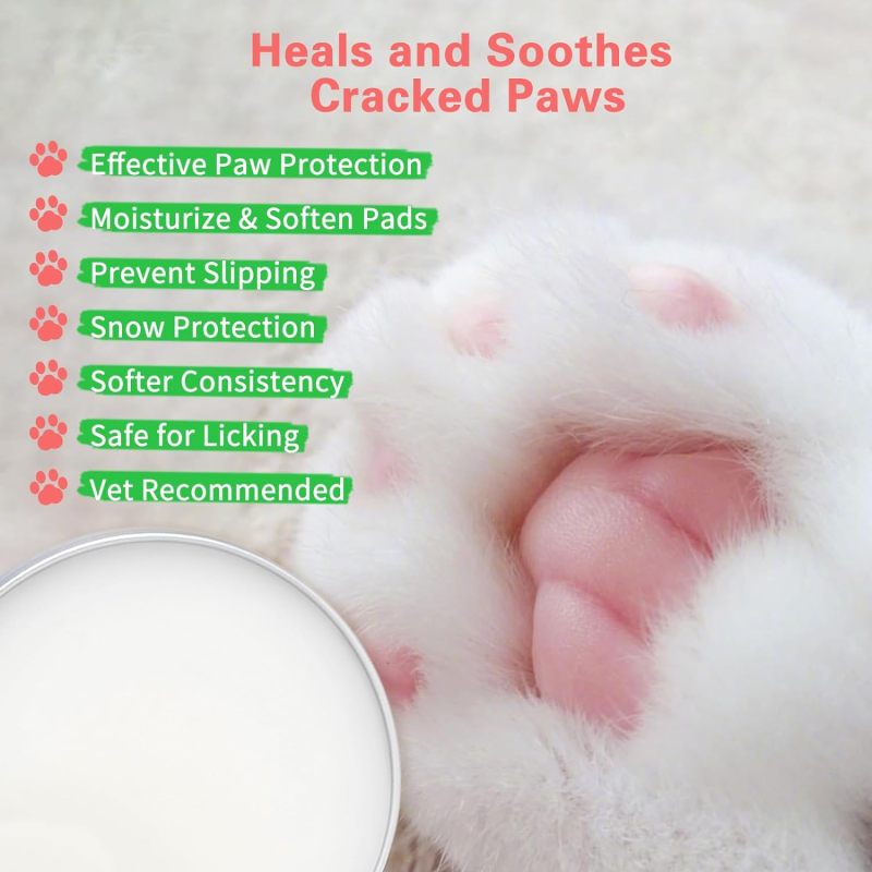 CuteBone Dog Paw Balm 2 oz (60g) Soother 100% Organic &amp; Natural Puppy Moisturizer Nose Cream Butter Lick Safe for Dogs&amp;Cats Foot Pad Heals, Repairs &amp; 