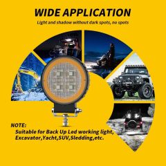 New 4inch LED 4X4 Round Spotlight 44LED DRL for Truck LED Working Lights Black Cover LED Square Headlights