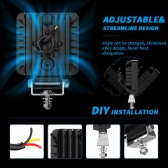 New Black Cover LED Square Headlights 4 Inch LED Work Light for Truck Tracto ATV UTV Boat LED Working Lights